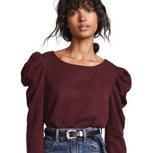 Three Dots XS long sleeve top with puff sleeves